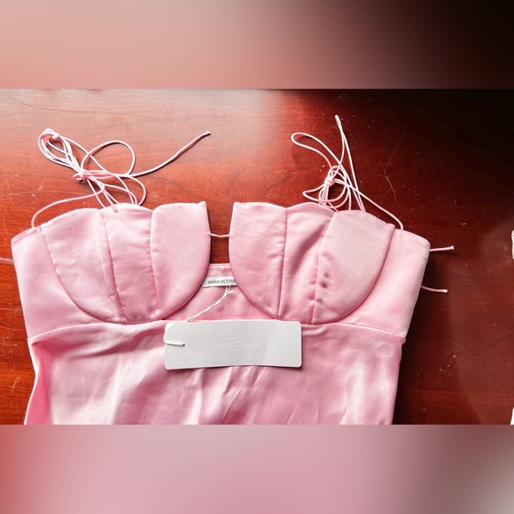 NWT Anna October Tulip Satin Maxi Dress In Pink Size XL - Picture 6 of 10